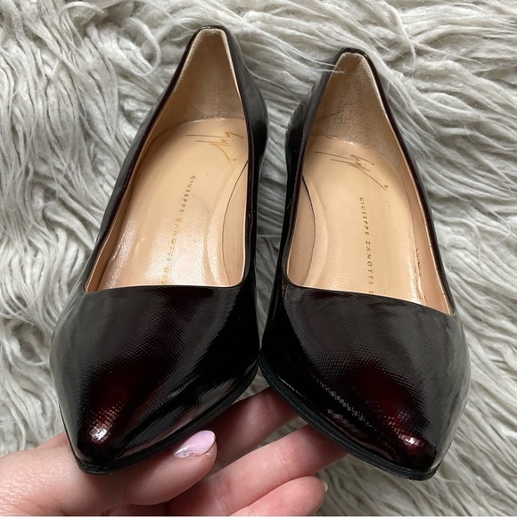 Giuseppe Zanotti Burgundy Red Patent Leather Pointed Toe Pump Heels EUC Sz 36.5 - Picture 4 of 9